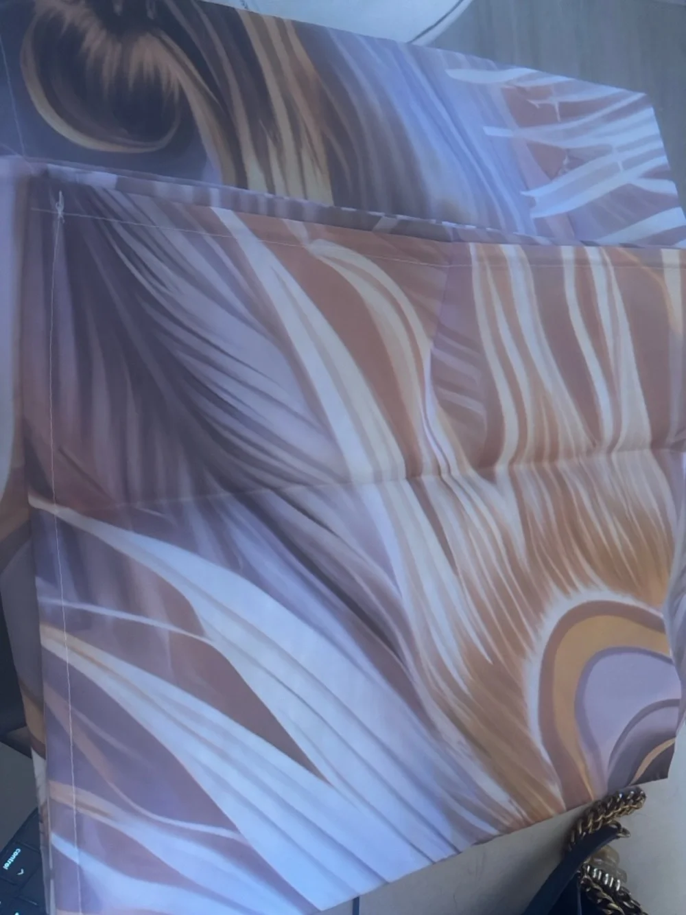 Modern Peacock Feather-Print Shower Curtain- Mauve, purple, Cream & Brown